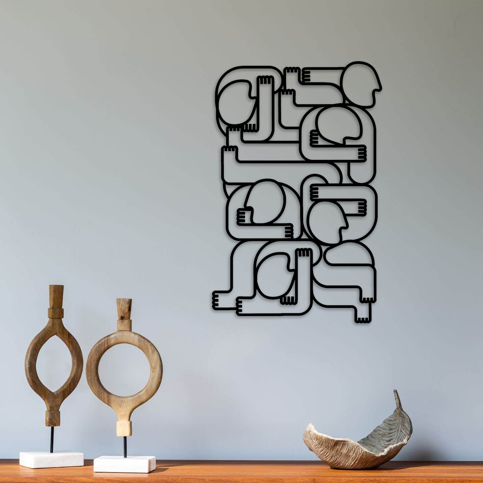 Surreal Abstract Metal Wall Art, Faces Metal Line Home Decor, Minimalist Unique Birthday Gift, Office Metal Wall Art, Christmas Gift