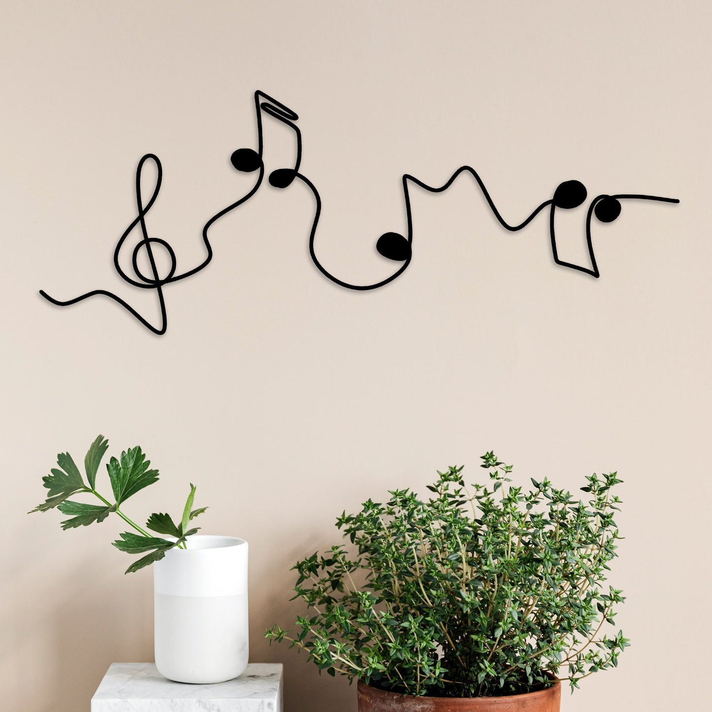 Music Notes Metal Wall Art, Treble Clef Line Wall Decor, Music Lovers Birthday Gift, Valentines Day Gift, Music Room Metal Wall Art