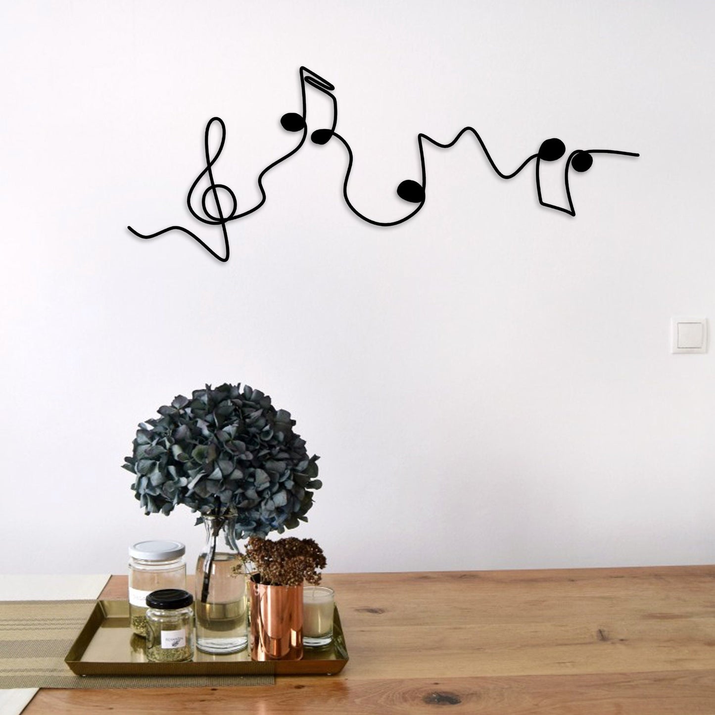 Music Notes Metal Wall Art, Treble Clef Line Wall Decor, Music Lovers Birthday Gift, Valentines Day Gift, Music Room Metal Wall Art