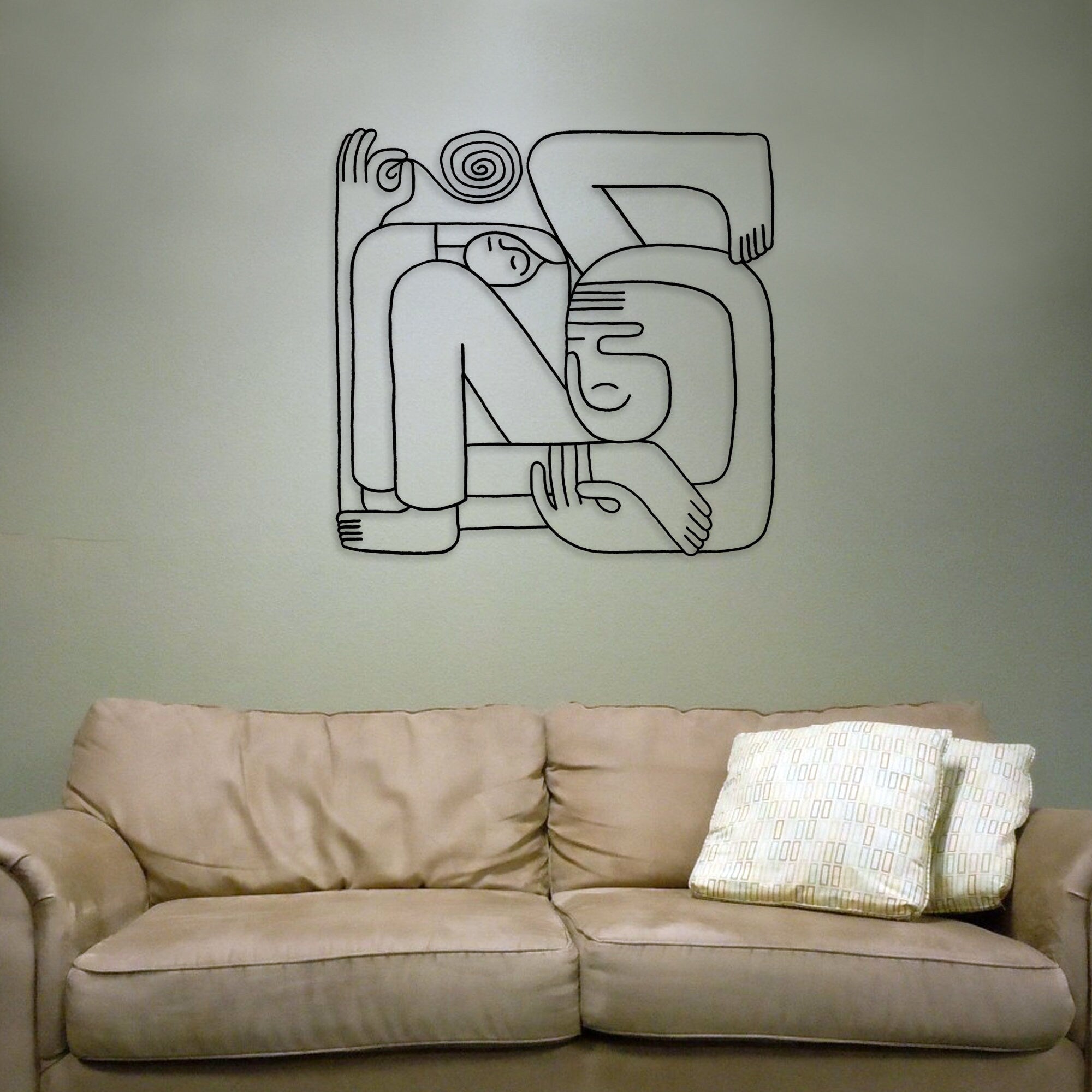 Abstract Faces Metal Line Wall Art, Faces Metal Line Wall Art, Headboard Metal Wall Art, Unique Birthday Gift, Best Gift, Christmas Gift