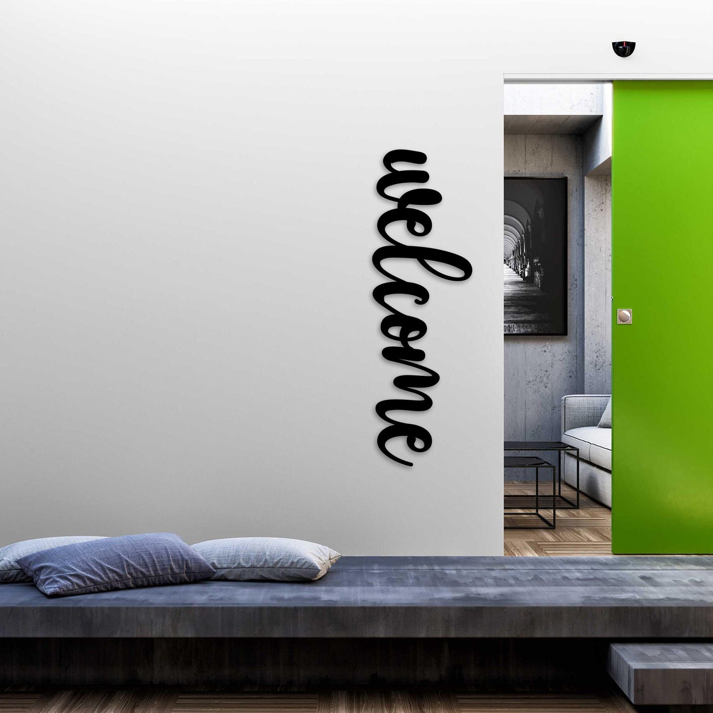 Metal Welcome Sign, Modern Front Door Sign, Premium Front Porch Decor, Home Entry Metal Wall Decor, Christmas Gift, Office Entry Wall Art