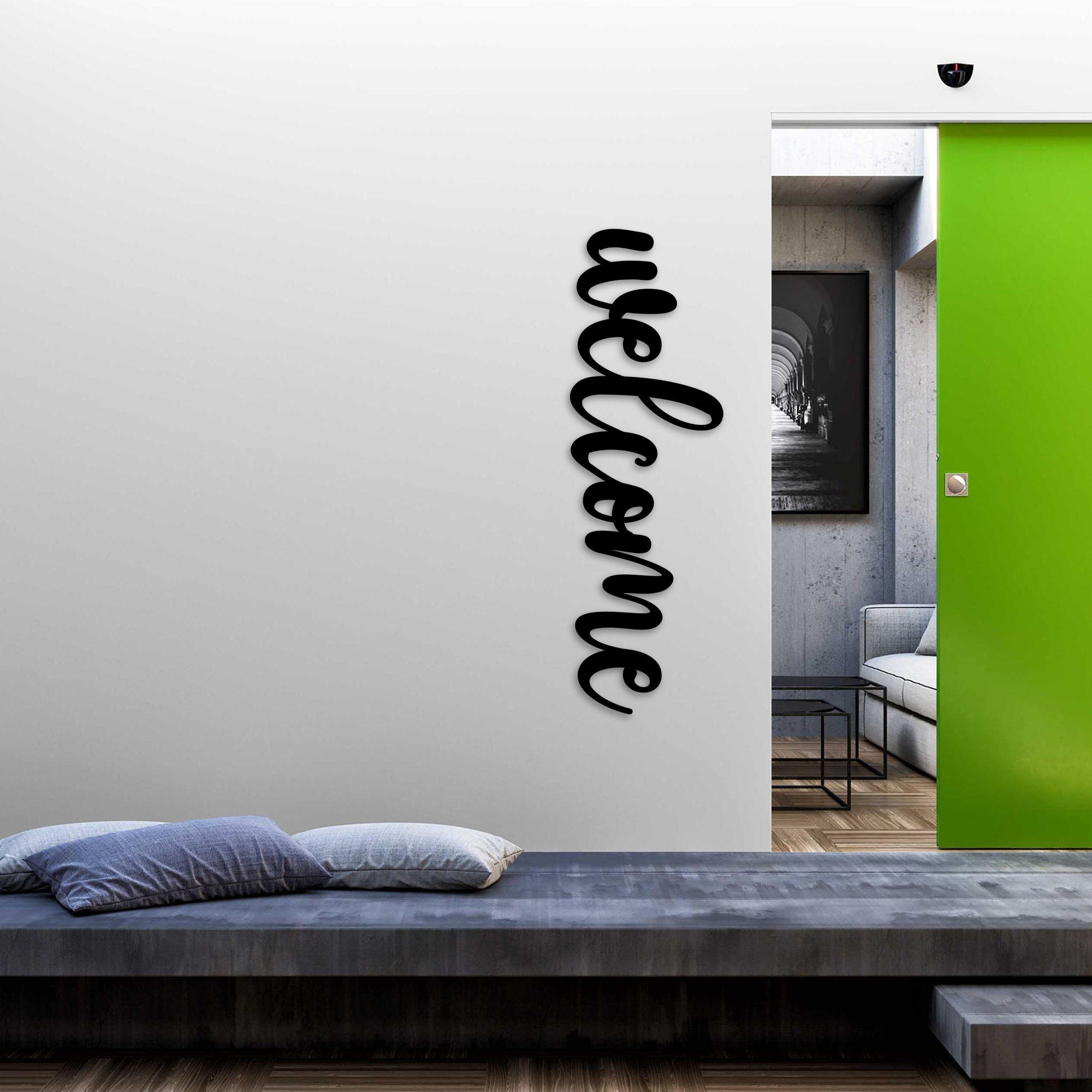 Metal Welcome Sign, Modern Front Door Sign, Premium Front Porch Decor, Home Entry Metal Wall Decor, Christmas Gift, Office Entry Wall Art