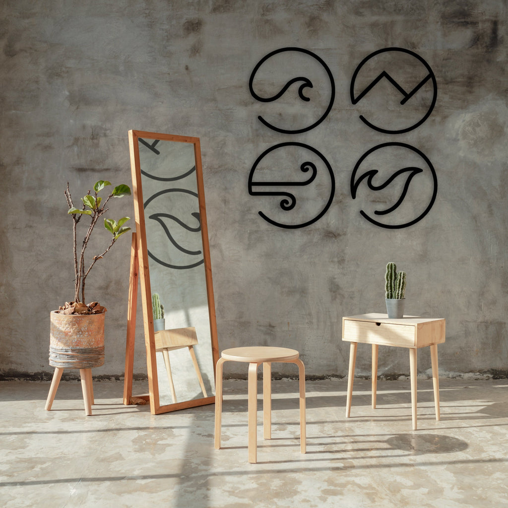 Four Elements Metal Wall Art, Yogo Room Metal Decor, Unique Birthday Gift, Headboard Metal Wall Art, Christmas Gift, Home Garden Wall Art