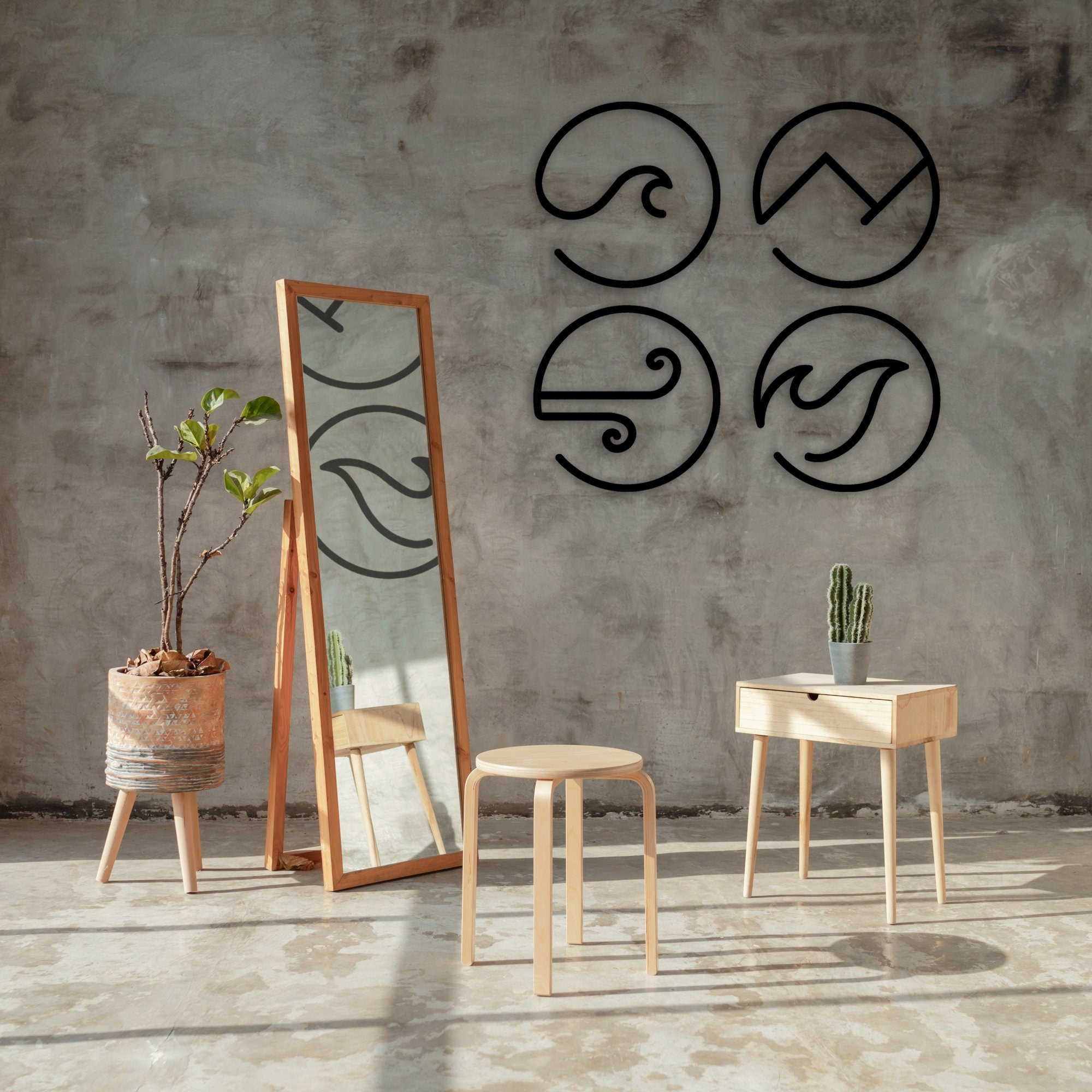 Four Elements Metal Wall Art, Yogo Room Metal Decor, Unique Birthday Gift, Headboard Metal Wall Art, Christmas Gift, Home Garden Wall Art