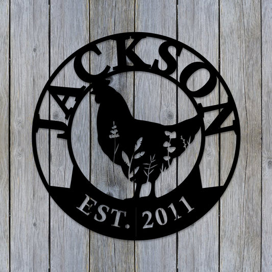 Custom Chicken Farm Metal Name Sign, Personalized Chicken Coop Metal Name Sign, Chicken Farm Entry Metal Wall Art, CValentines Day Gift