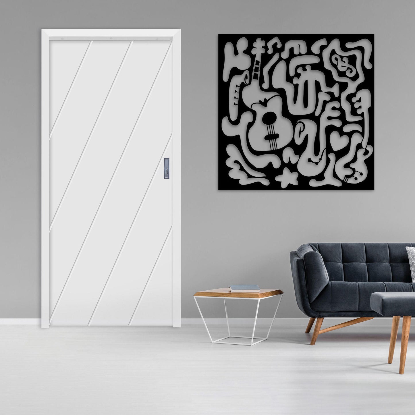 Guitar Metal Wall Art, Abstract Musical instruments Metal Wall Decor, Music Lovers Birthday Gift, Unique Music Room Metal Wall Art