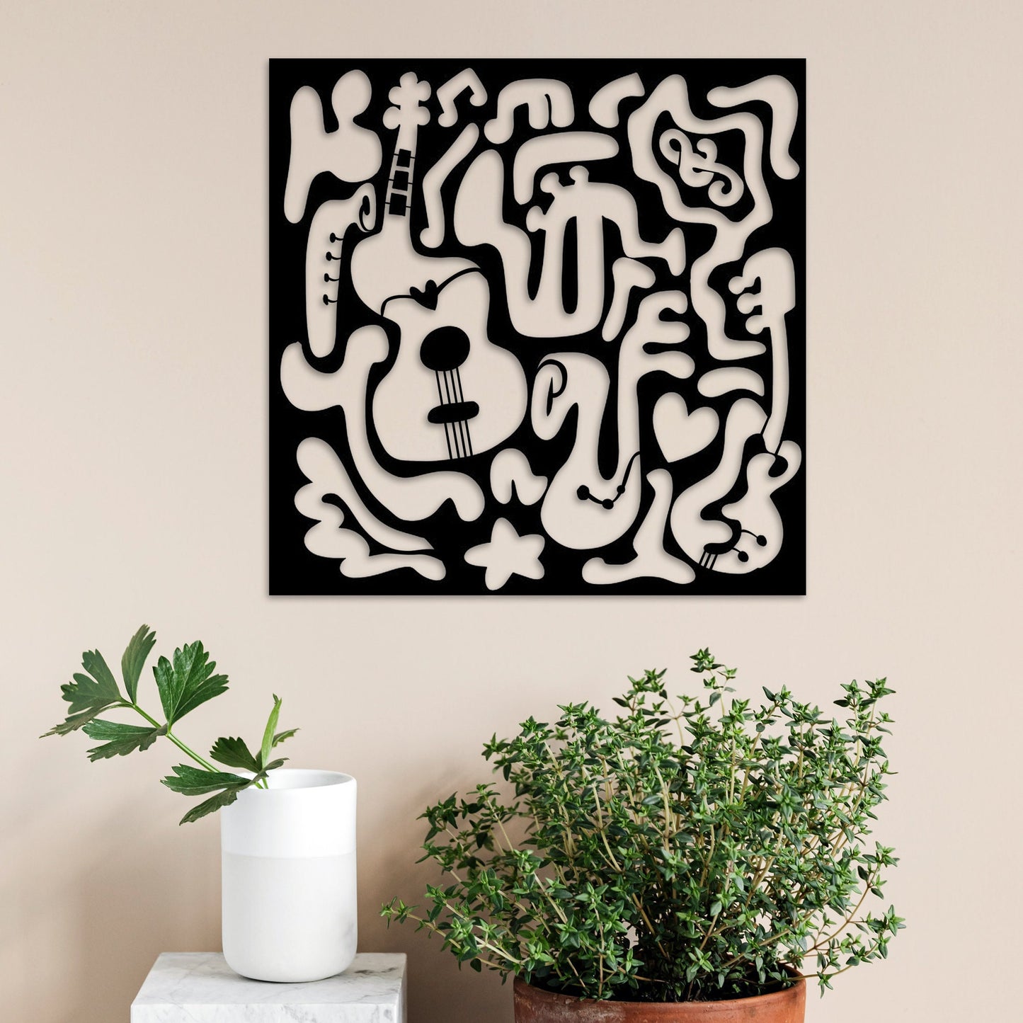 Guitar Metal Wall Art, Abstract Musical instruments Metal Wall Decor, Music Lovers Birthday Gift, Unique Music Room Metal Wall Art