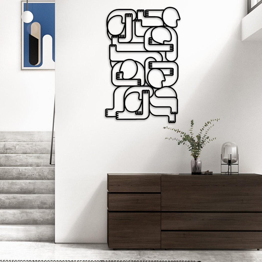 Surreal Abstract Metal Wall Art, Faces Metal Line Home Decor, Minimalist Unique Birthday Gift, Office Metal Wall Art, Christmas Gift