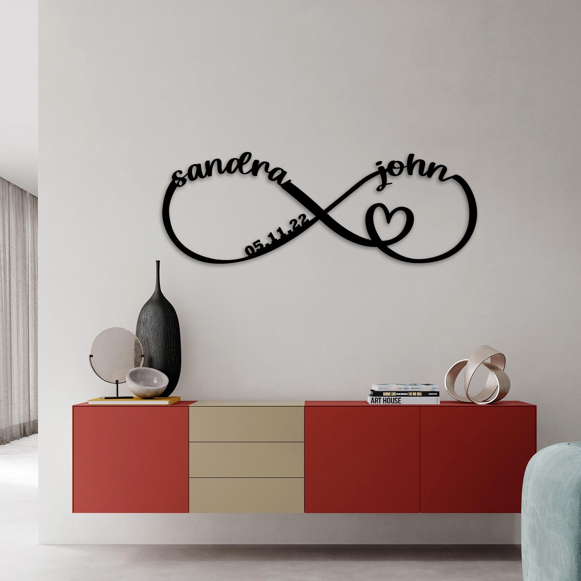 Personalized Infinity Sign For Love, Unique Custom Wedding Metal Decor, Hearth Couple Name Sign, Unique Wedding Metal Sign, Christmas Gift