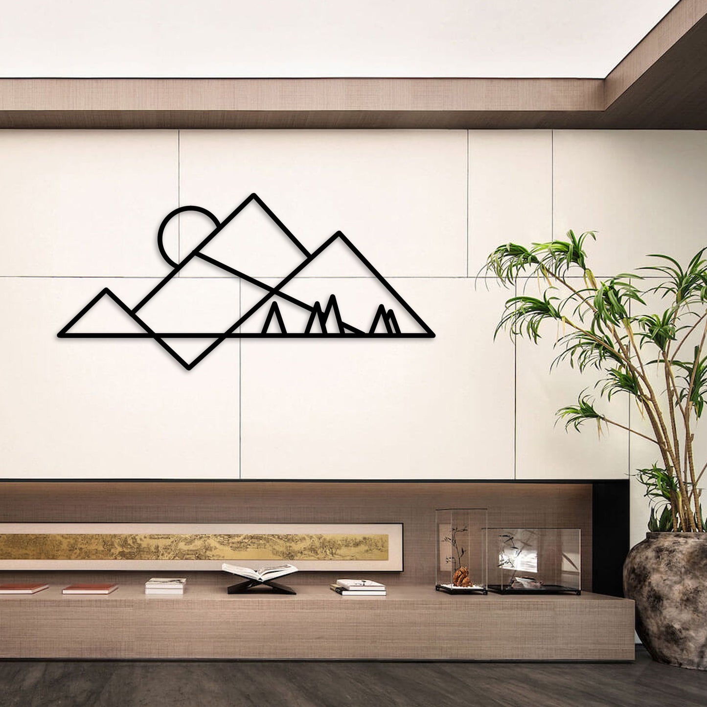 Geometric Mountain Metal Wall Art, Modern Metal Wall Decor, House Entry Metal Wall Art, Unique Birthday Gift, Valentines Day Gift