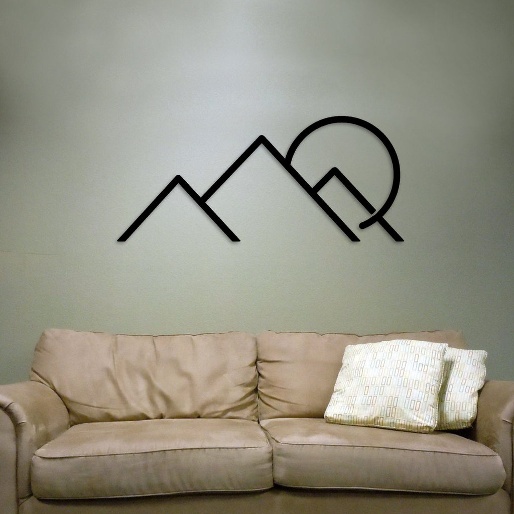 Minimalist Mountain Metal Wall Art, Mountain Sun Metal Line Wall Art, Unique Birthday Gift, Best Gift, Porch Metal Wall Art, Christmas Gift