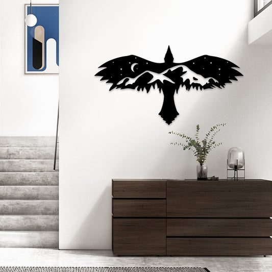 Black Eagle With Mountain Wall Art, Eagle Metal Wall Decor, Living Room Decor, Hill Metal Wall Art, Eagle Metal Wall Art, Mountain Decor