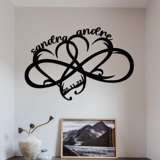 Custom Double Hearth Metal Sign, Personalized Infinity Sign For Love, Custom Wending Metal Sign, Unique Birthday Gift, Valentines Day Gift