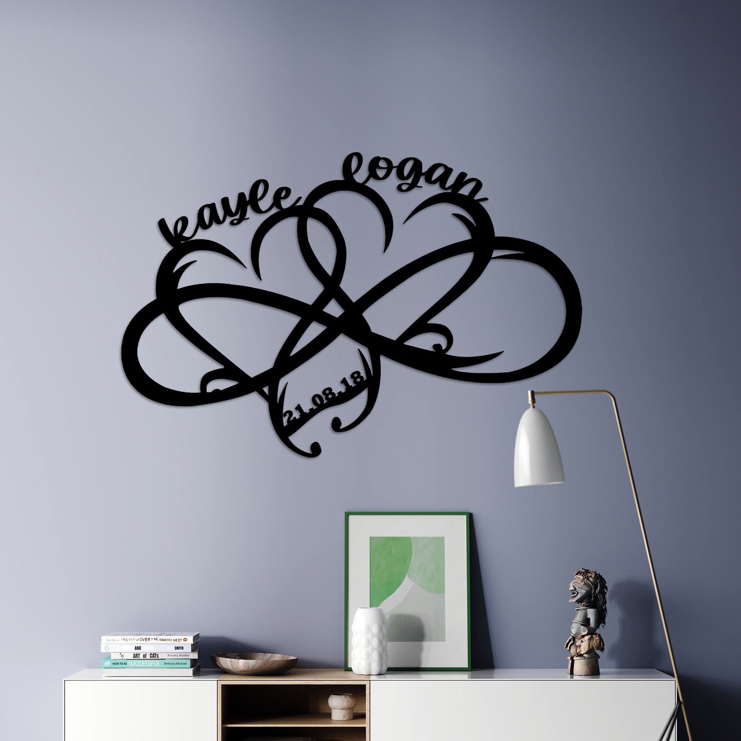 Custom Double Hearth Metal Sign, Personalized Infinity Sign For Love, Custom Wending Metal Sign, Unique Birthday Gift, Valentines Day Gift