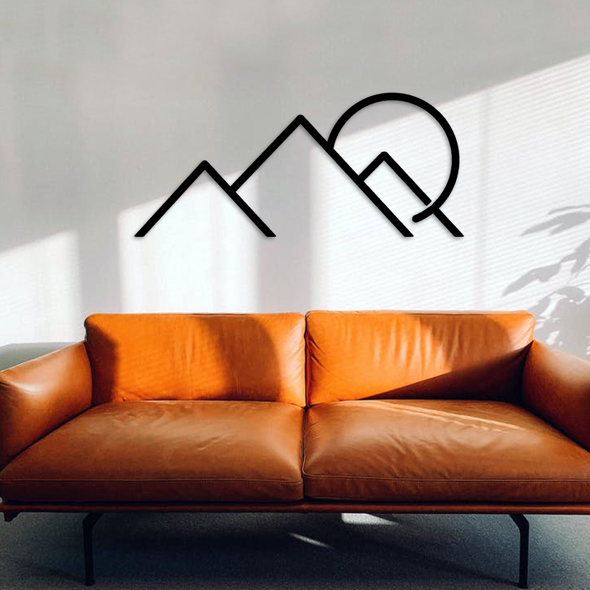 Minimalist Mountain Metal Wall Art, Mountain Sun Metal Line Wall Art, Unique Birthday Gift, Best Gift, Porch Metal Wall Art, Christmas Gift