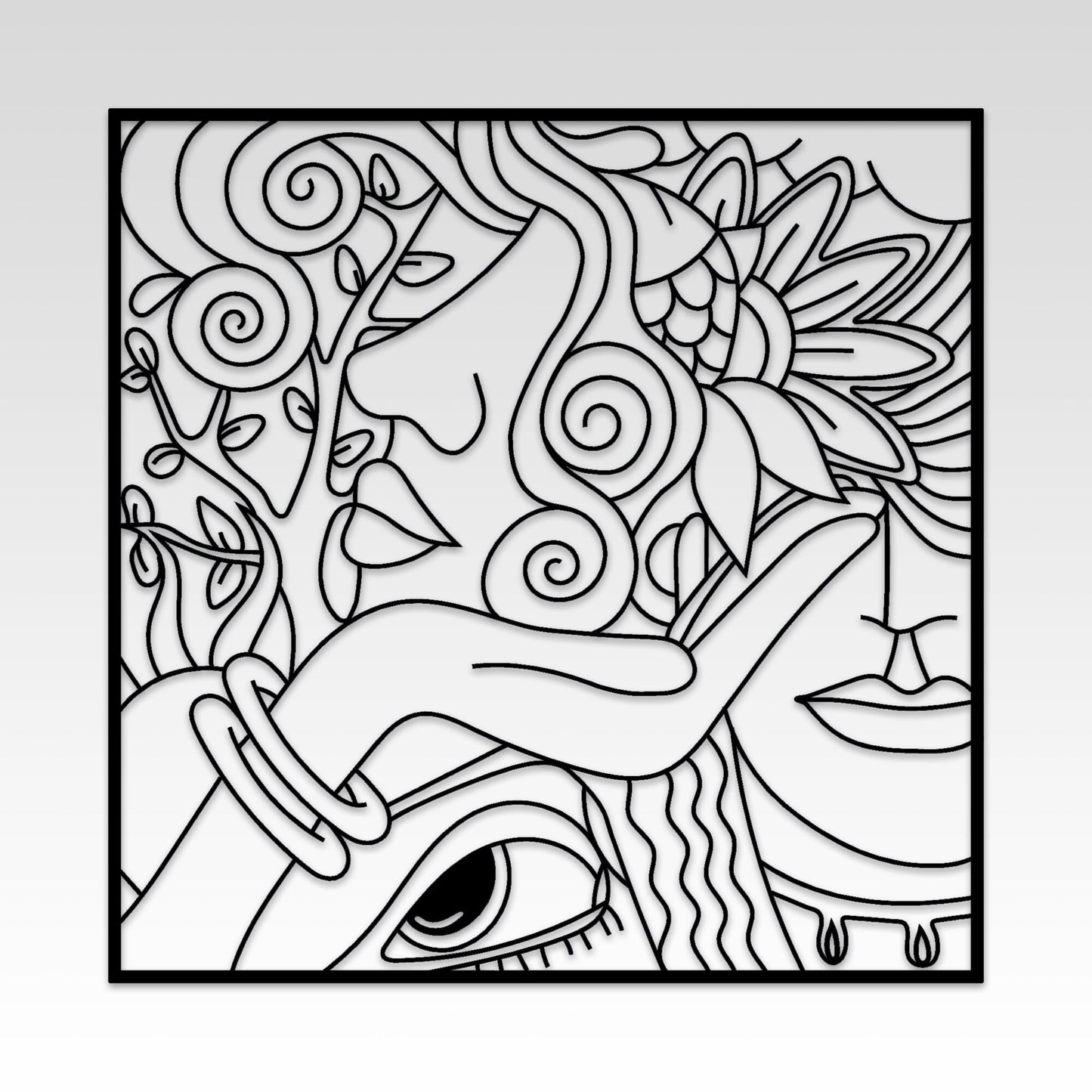 Beauty Center Decoration, Faces Metal Wall Art, Abstract Metal Line Art, Office Decor, Housewarming, Gift for Her, Valentine's Day Gift