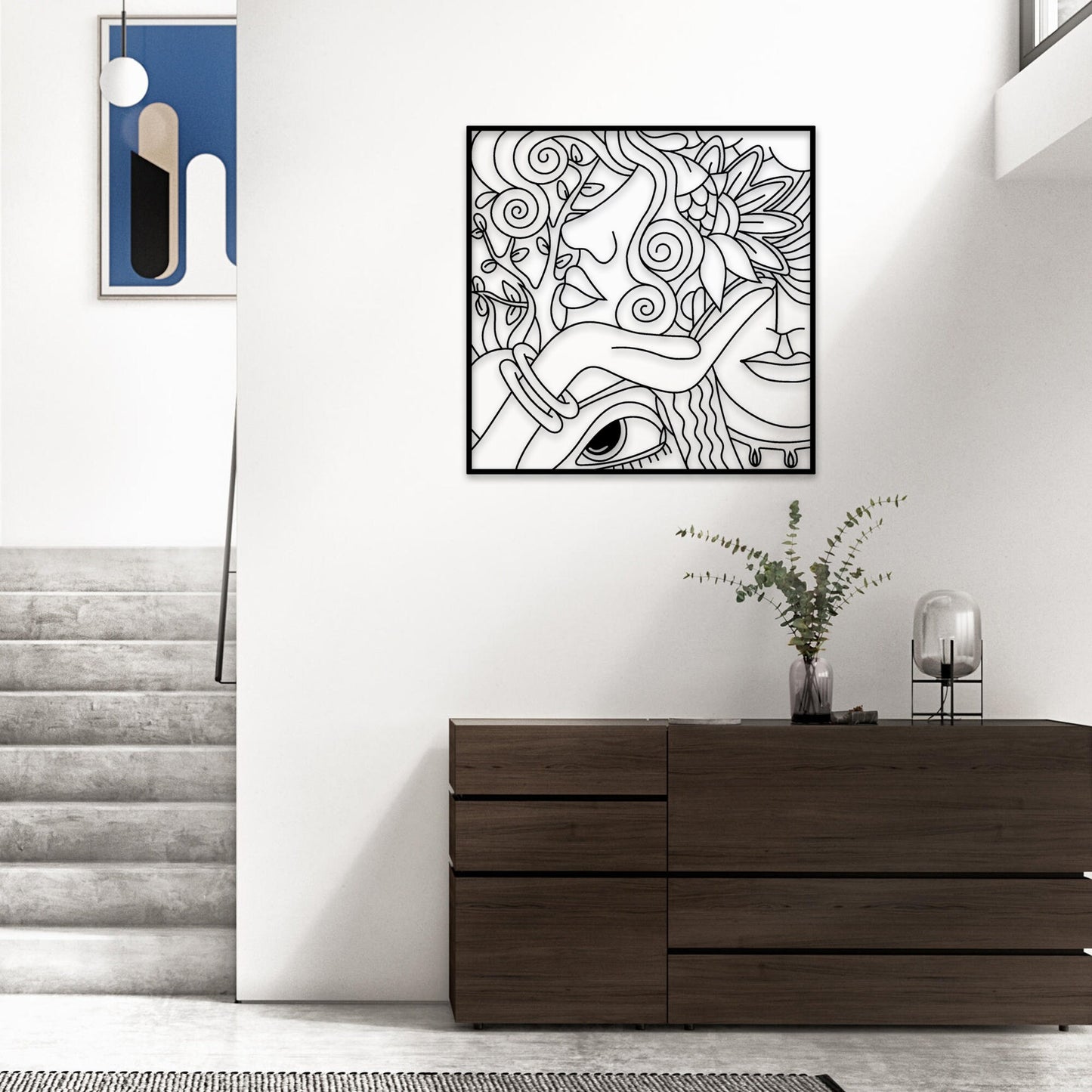 Beauty Center Decoration, Faces Metal Wall Art, Abstract Metal Line Art, Office Decor, Housewarming, Gift for Her, Valentine's Day Gift