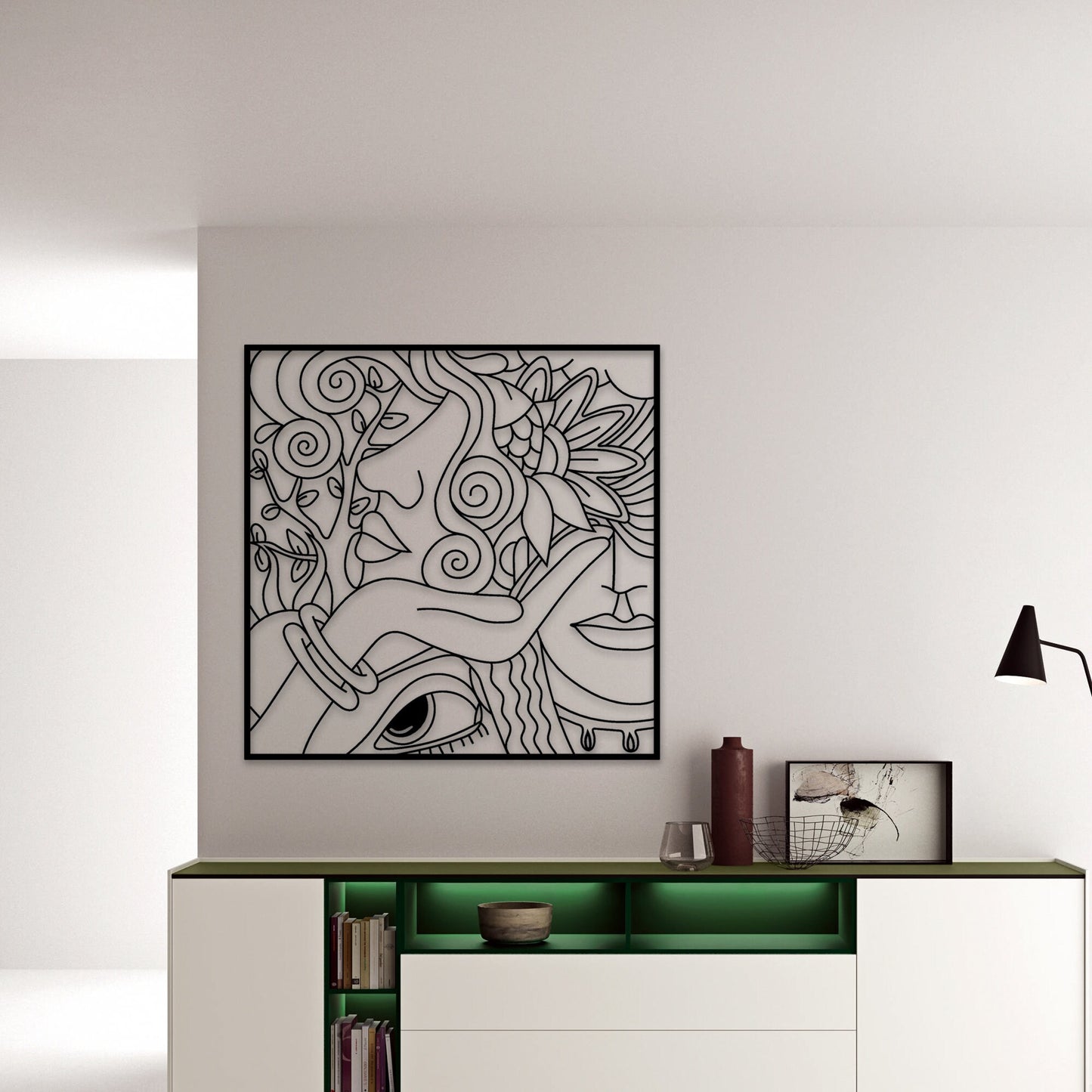 Beauty Center Decoration, Faces Metal Wall Art, Abstract Metal Line Art, Office Decor, Housewarming, Gift for Her, Valentine's Day Gift