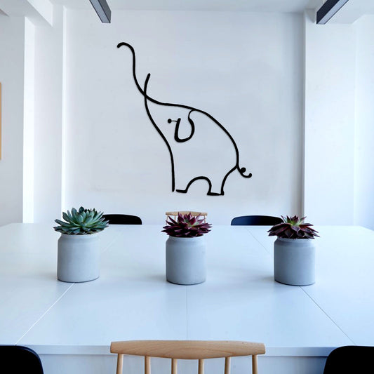 Elephant Metal Wall Art, Lineart Elephant Wall Decor, Child Room Metal Wall Art, Unique Birthday Gifts, Gift for Her, iconic Metal Decor