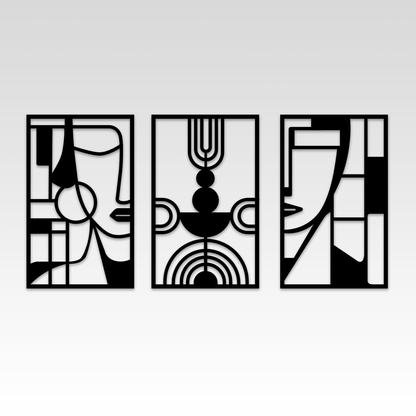 Metal Abstract Wall Art, 3 Panel Metal Wall Art, Unique Geometric Wall Art, Abstract Metal Art With Surreal Theme, Christmas Gift, Birthday