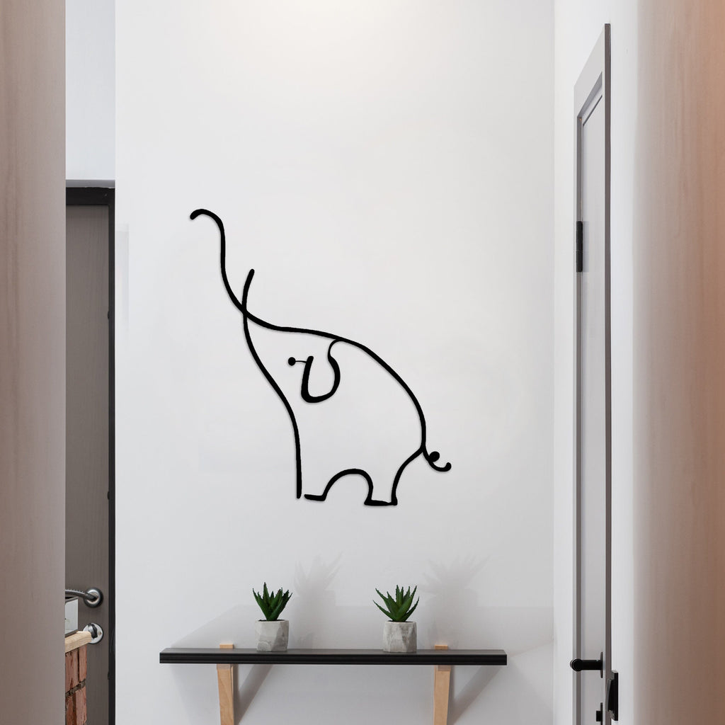 Elephant Metal Wall Art, Lineart Elephant Wall Decor, Child Room Metal Wall Art, Unique Birthday Gifts, Gift for Her, iconic Metal Decor