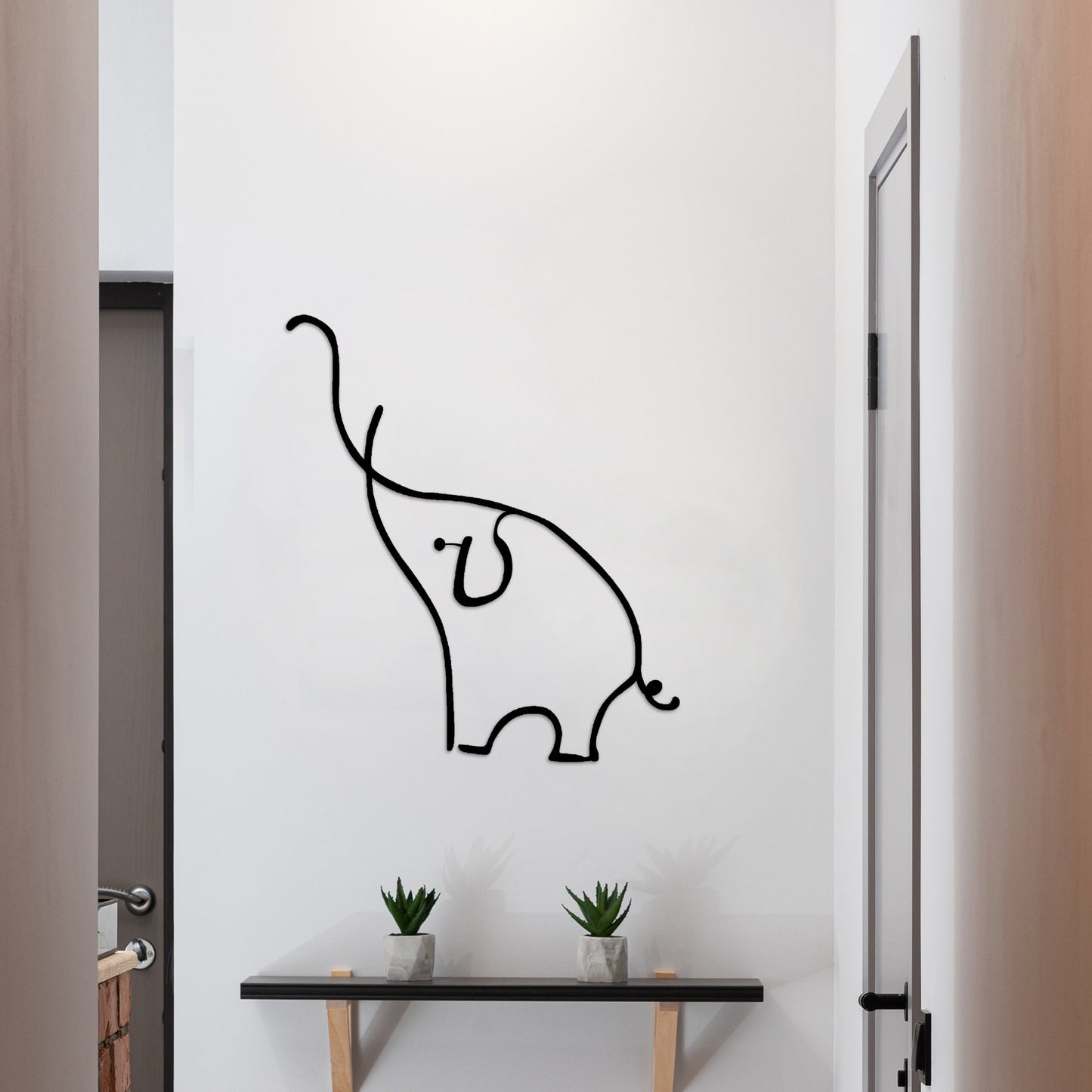 Elephant Metal Wall Art, Lineart Elephant Wall Decor, Child Room Metal Wall Art, Unique Birthday Gifts, Gift for Her, iconic Metal Decor