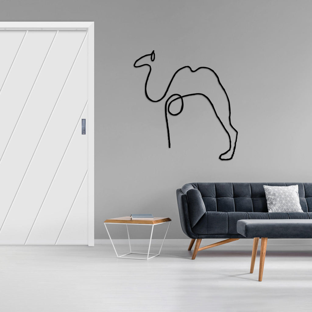 Camel Metal Line Wall Art, Animals Metal Line Decor, Unique birthday Gift, Porch Meta Wall Art, Valentine's Day Gift, Easy to Hang