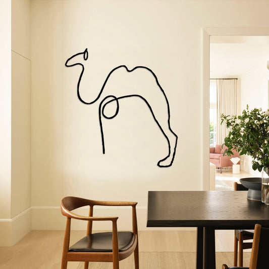 Camel Metal Line Wall Art, Animals Metal Line Decor, Unique birthday Gift, Porch Meta Wall Art, Valentine's Day Gift, Easy to Hang