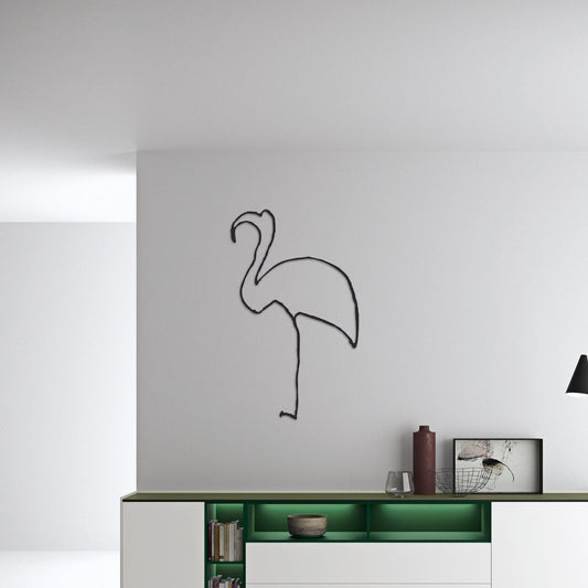 Flamingo Metal Wall Art, Beach House Metal Wall Decor, Porch Metal Line Wall Art, Unique Birthday Gift, Gift for Her, Housewarming Gift