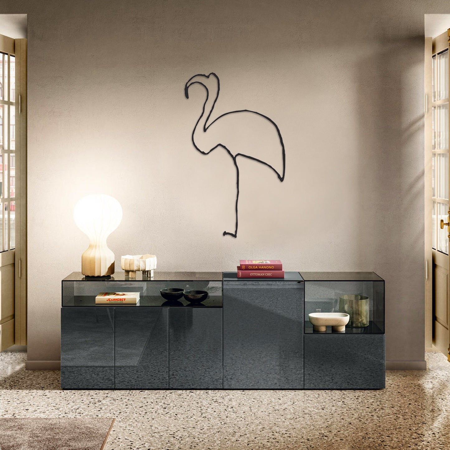Flamingo Metal Wall Art, Beach House Metal Wall Decor, Porch Metal Line Wall Art, Unique Birthday Gift, Gift for Her, Housewarming Gift