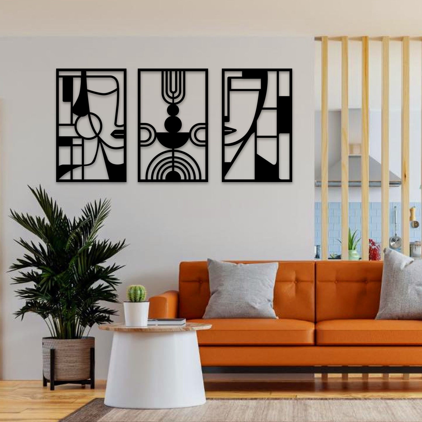 Metal Abstract Wall Art, 3 Panel Metal Wall Art, Unique Geometric Wall Art, Abstract Metal Art With Surreal Theme, Christmas Gift, Birthday