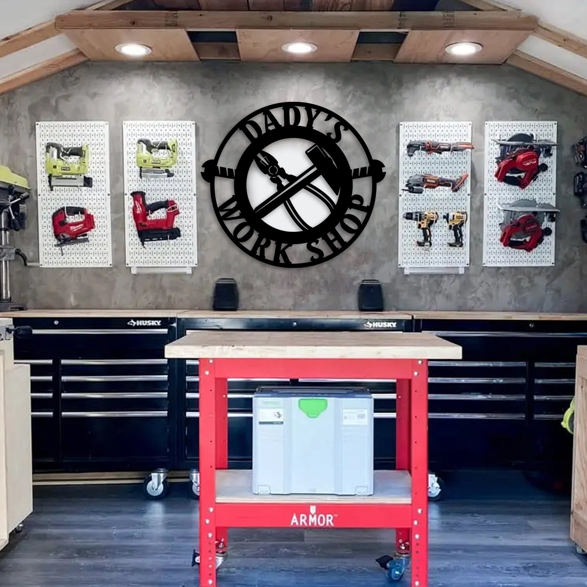 Custom Metal Workshop Name Sign, Personalized Metal Garage Entry Name Sign, Custom Home Workshop Gift, Established Sign, Christmas Gift