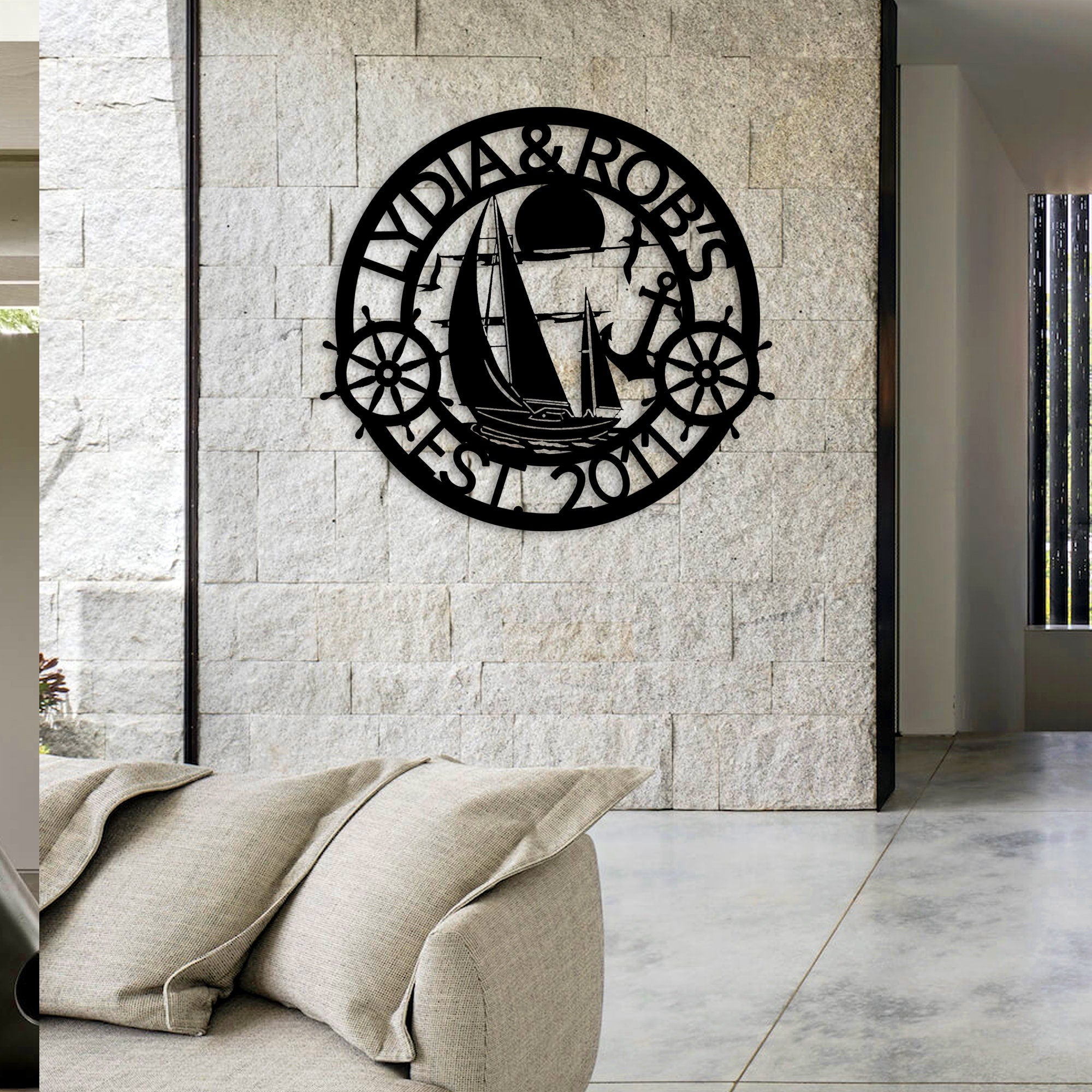 Personalized Yacht Metal Wall Art, Marine Metal Wall Art, Custom Metal Sign, Organization Sign, Sign, Yacht Wall Sign, Valentine's Day Gift