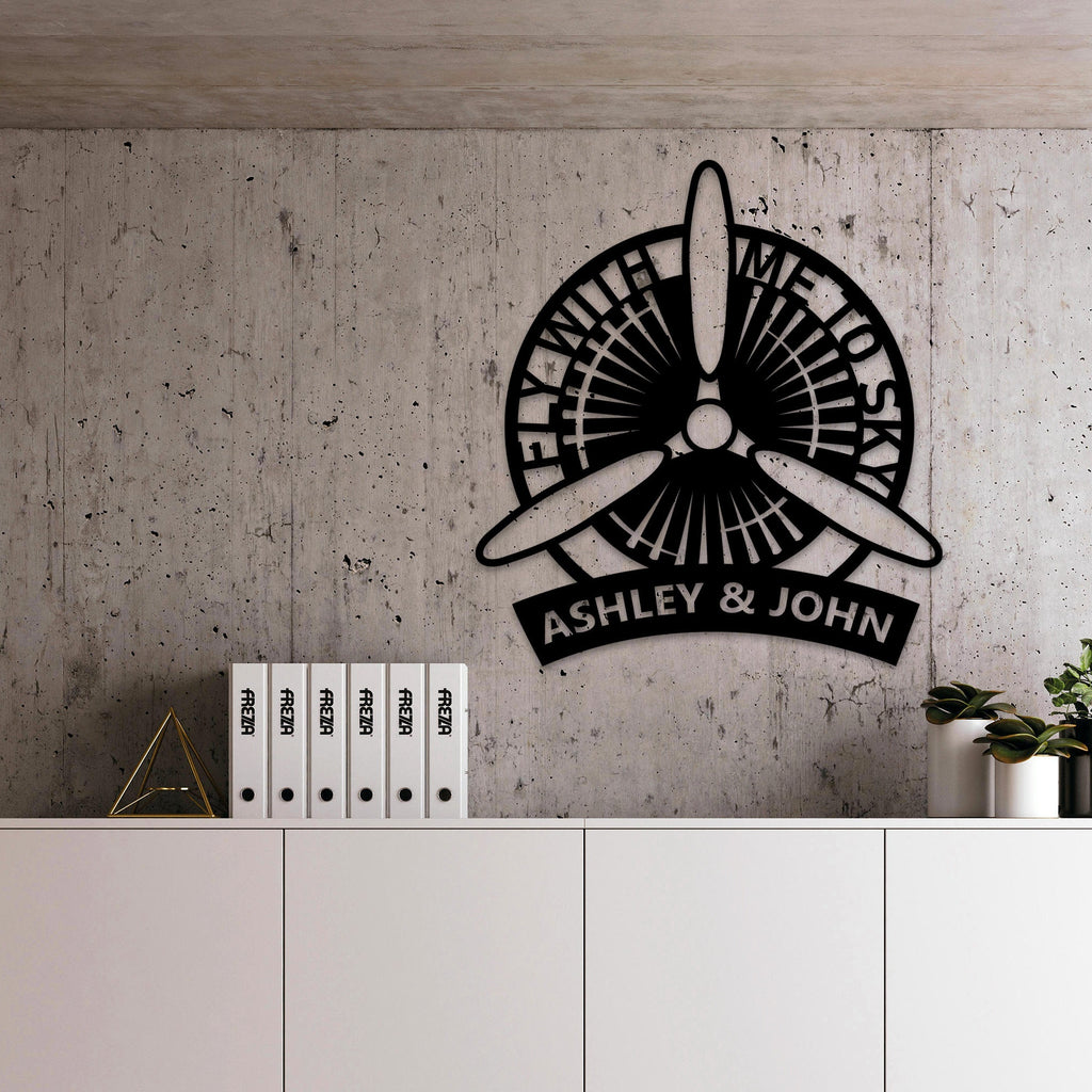 Personalized Pilot Metal Wall Art, Custom Aviator Gift, Custom Metal Name Sign, Nameable Aircraft Propeller, Gift For Glider, Christmas Gift