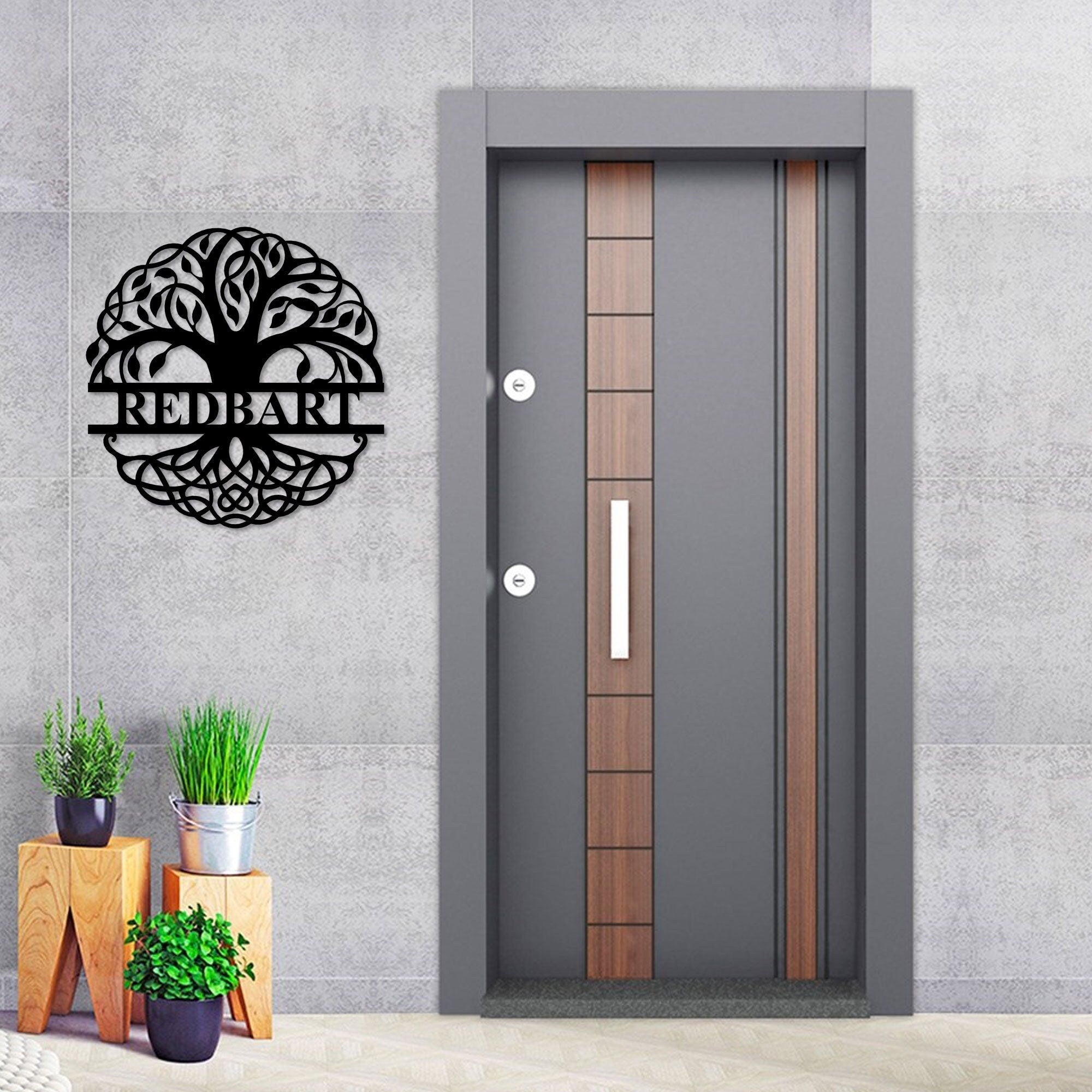 Custom Tree of Life Name Sign, Personalized Monogram Name Sign, Unique House Entry Metal Sign, Valentines Day Gift, Easy to Hang