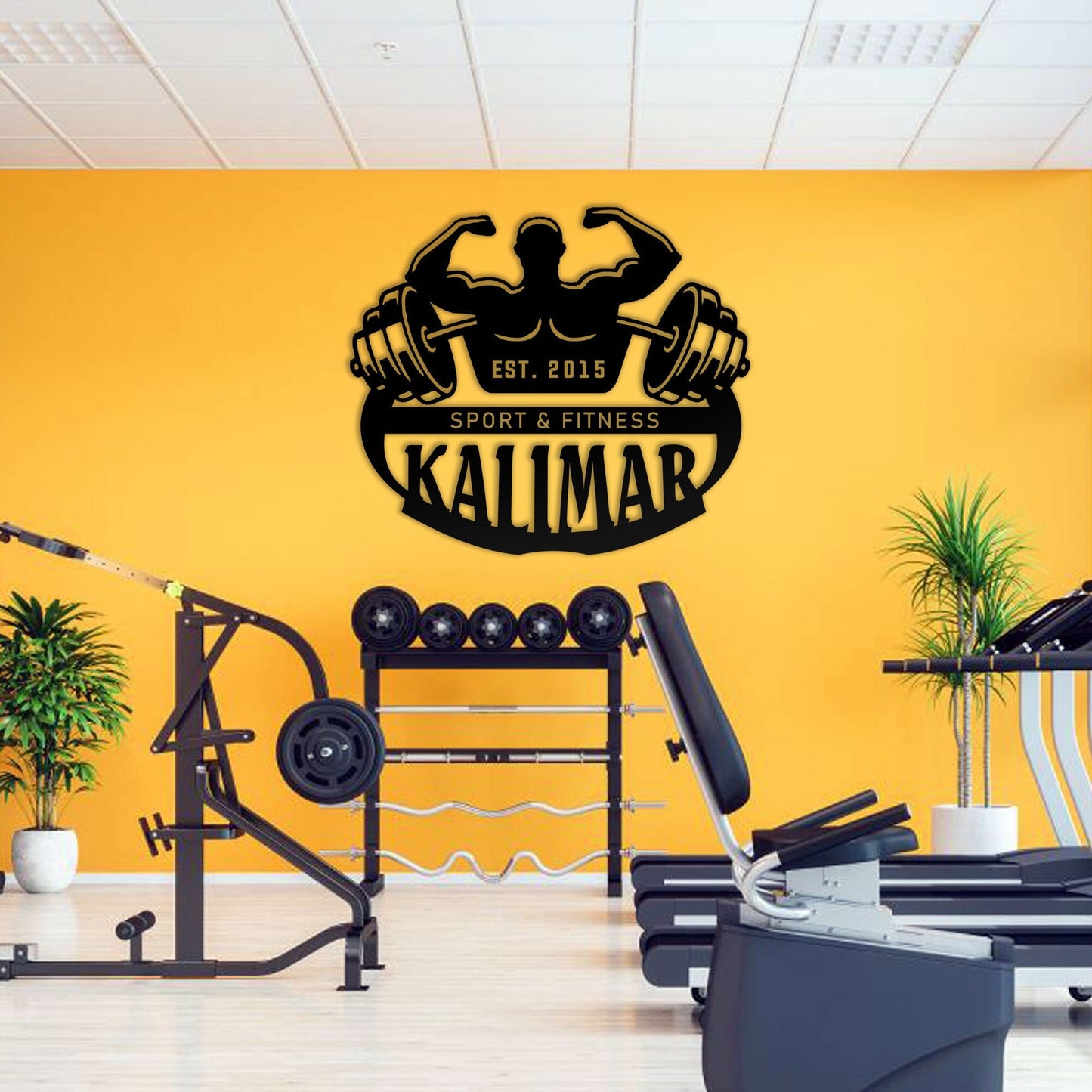 Personalized Hantel Gym Sign, Custom Gym  Metal Wall Decor, Individual Fitness Sports Wall Decor, Metal Gym Decor Sign, Bodybuilder Gift