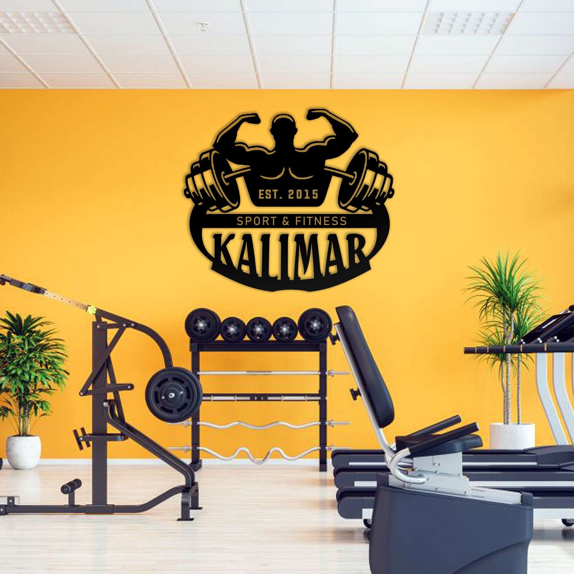 Personalized Hantel Gym Sign, Custom Gym  Metal Wall Decor, Individual Fitness Sports Wall Decor, Metal Gym Decor Sign, Bodybuilder Gift