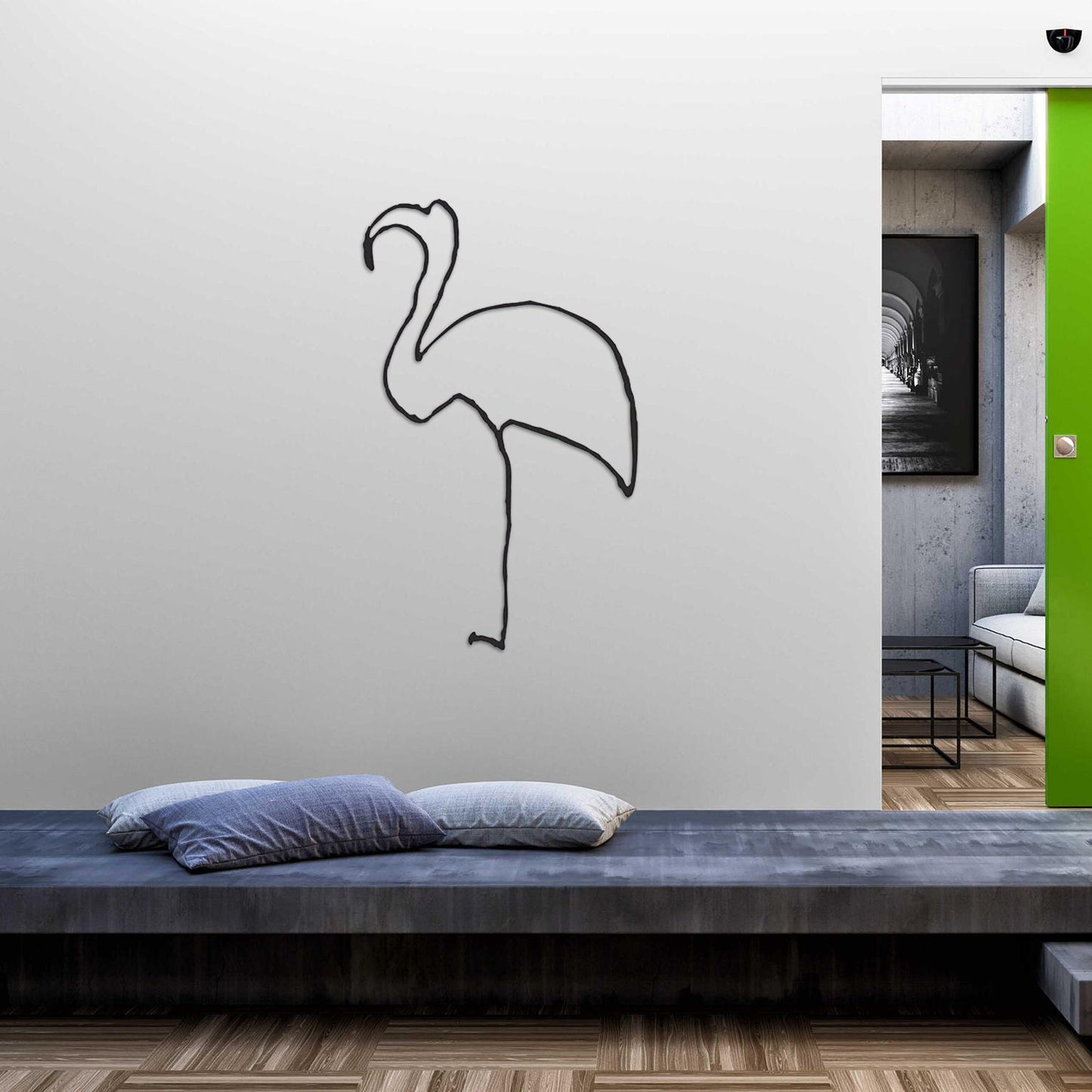 Flamingo Metal Wall Art, Beach House Metal Wall Decor, Porch Metal Line Wall Art, Unique Birthday Gift, Gift for Her, Housewarming Gift