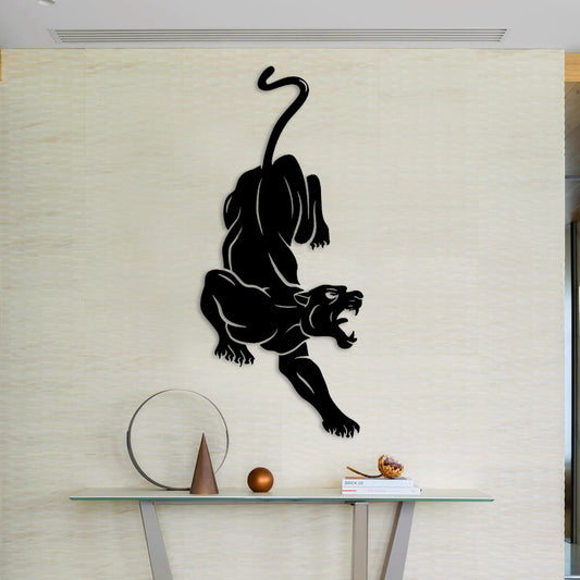 Black Panther Metal Wall Art, Wildlife Metal Wall Decor, Large Animal Metal Art, Metal Wall Sculpture, Livingroom, Gift for him
