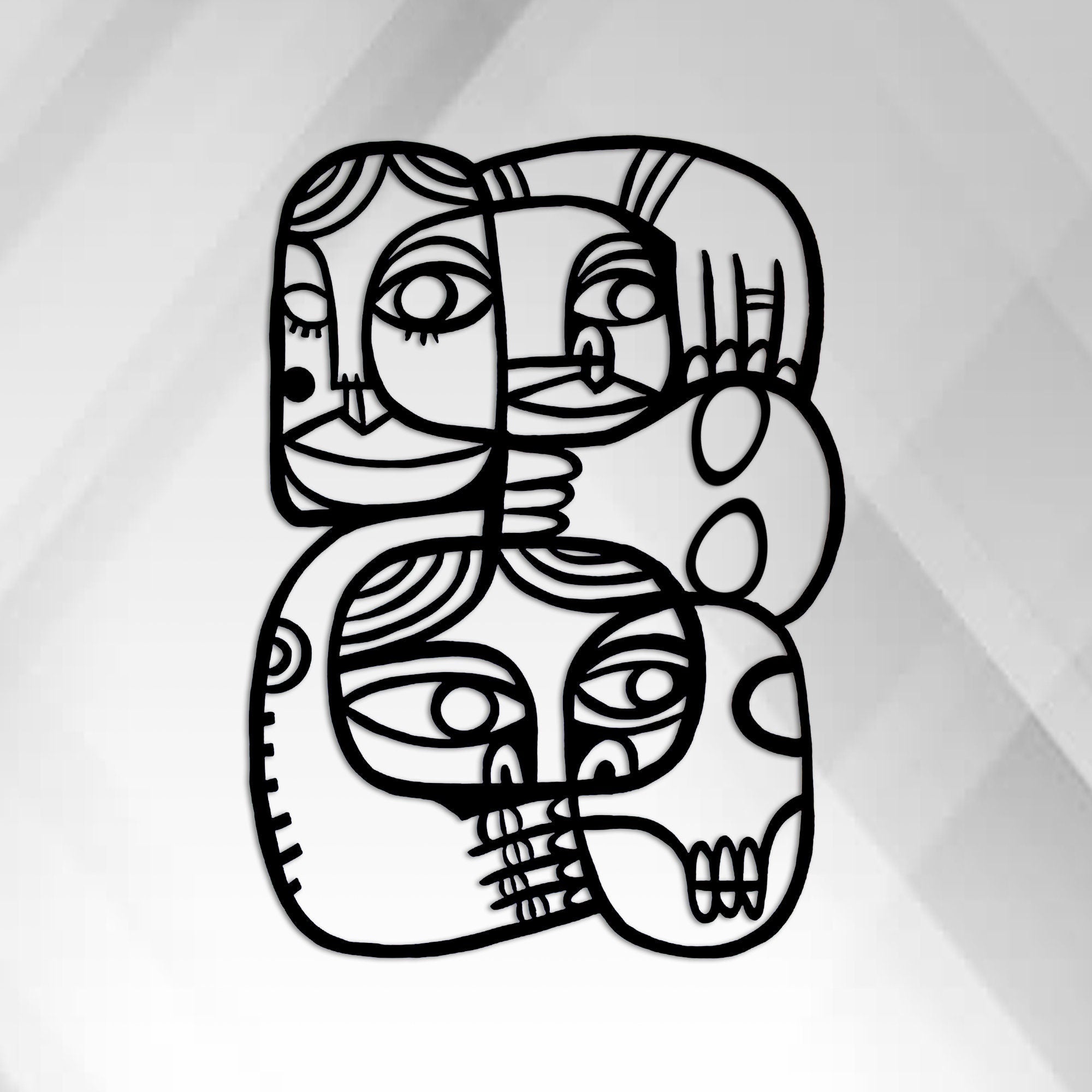 Abstract Faces Metal Wall Art, Picasso Style Metal Wall Art, Unique Birthday Gift, Bohemien Metal Line Art, Gift for Her, iconic Metal Decor
