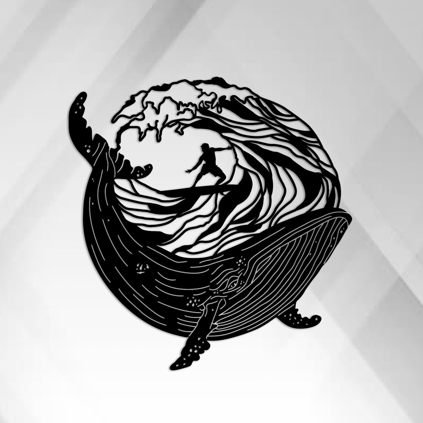 Wave and Whale Metal Wall Art, Surfing Metal Wall Decor, Ocean Lovers Metal Wall Decor, Gift for Her, Sea Life Lovers iconic Metal Decor