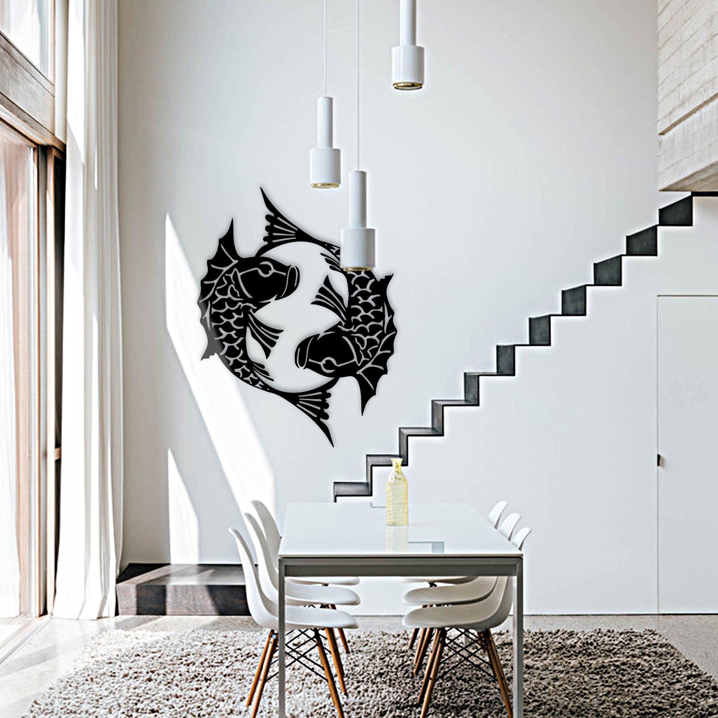 Ying Yang of Koi Fish Metal Wall Art, Japanese Culture Wall Decor Gift, Yoga Metal Wall Decor, Birthday Gift, Wall Decor for Meditation