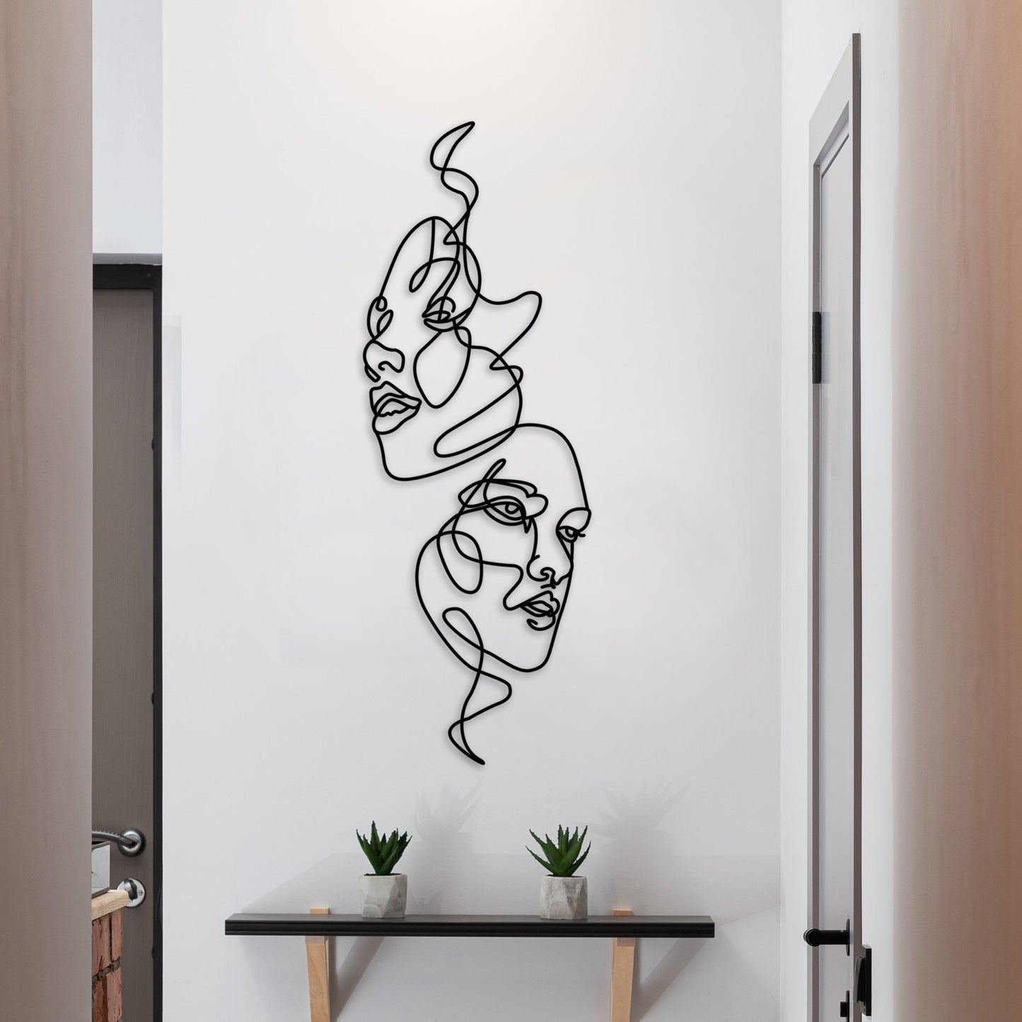 Woman Face Metal Wall Art, Line Art Metal Wall Decor, Unique Birthday Gift, Headboard Metal Wire Wall, Gift for Her, iconic Metal Decor