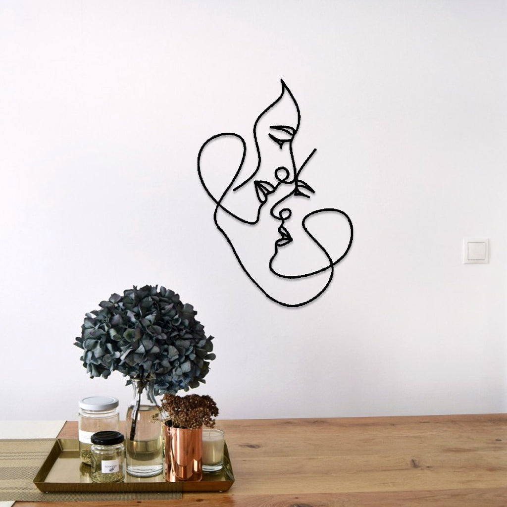 Love Metal Line Wall Art, Woman Metal Wall Decor, Lovers Wire Wall Decor, Abstract Wire Wall Art, Metal Line Art Gift, Headboard Wall Art