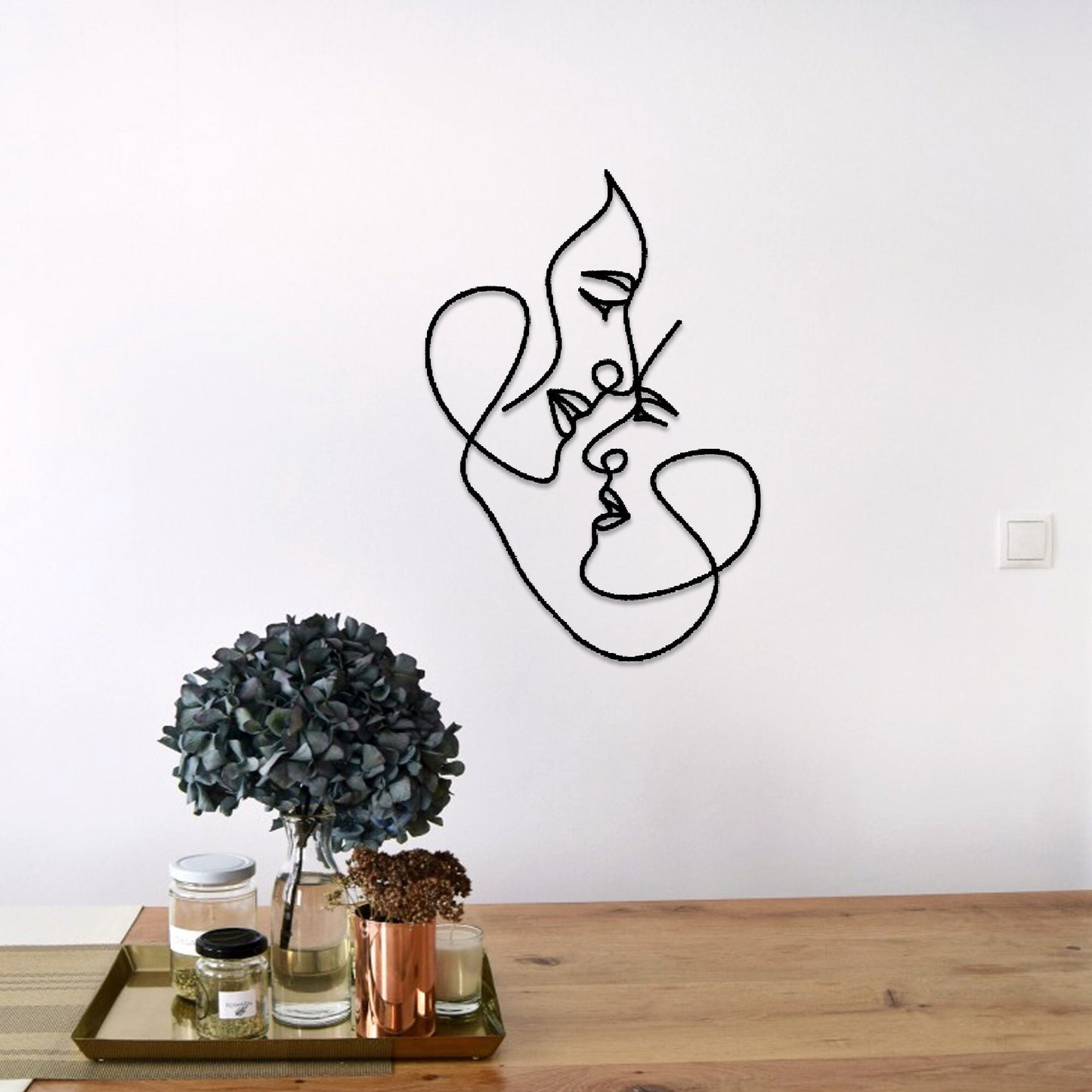 Love Metal Line Wall Art, Woman Metal Wall Decor, Lovers Wire Wall Decor, Abstract Wire Wall Art, Metal Line Art Gift, Headboard Wall Art