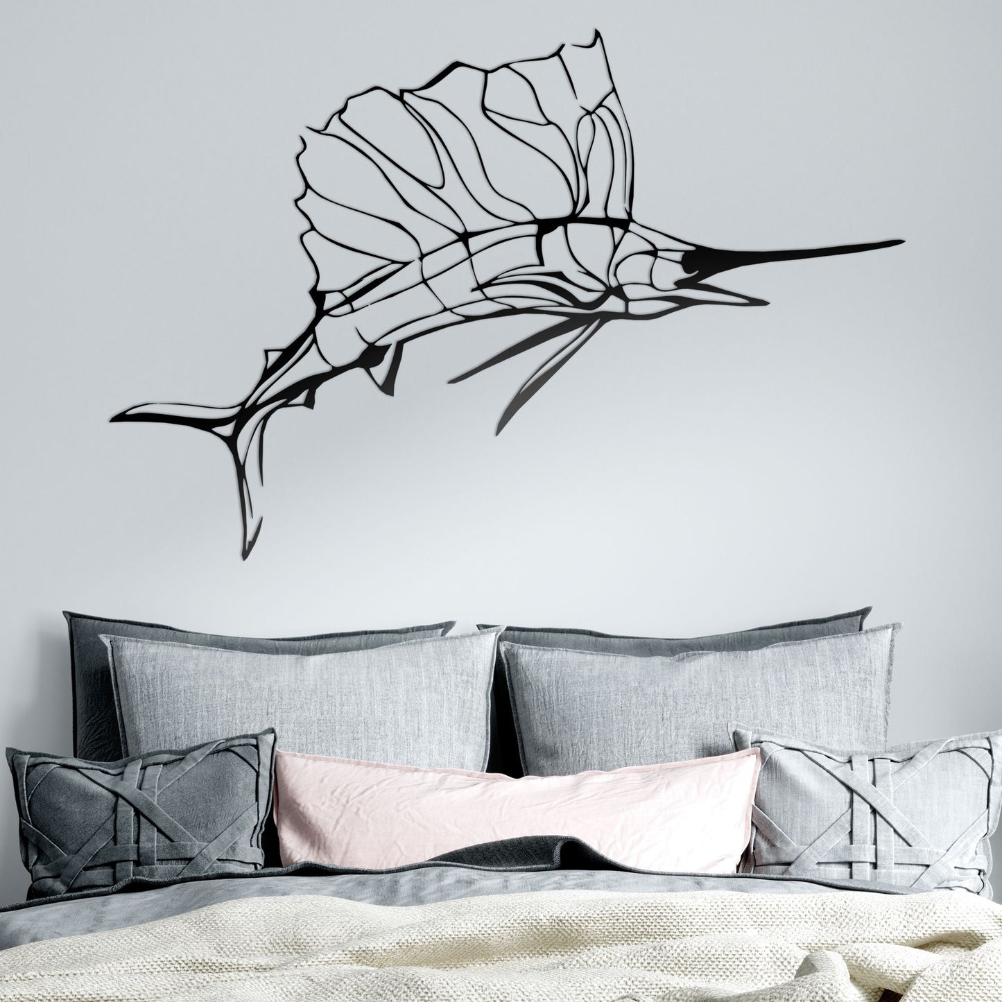 Swordfish Metal Wall Art, Ocean Metal Wall Decor, Nautical Lovers Unique Metal Line Art, Sea Lovers Birthday, Valentine's Day Gift