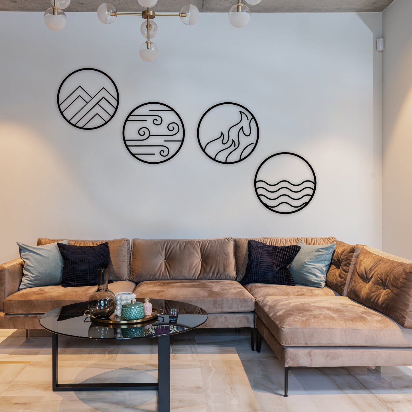 Four Elements Metal Wall Art, 4 Pieces Metal Wall Decor, Yoga Room Unique Metal Sign, Unique Birthday Gift, Christmas Gift, Porch Wall Art