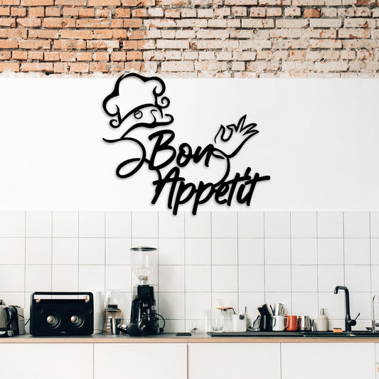 Bon Appetit Metal Wall Art, Unique Metal Kitchen Sign, Unique Gift for Mom, Bar and Grill Sign, Home Garden Metal Wall Art, Christmas Gift