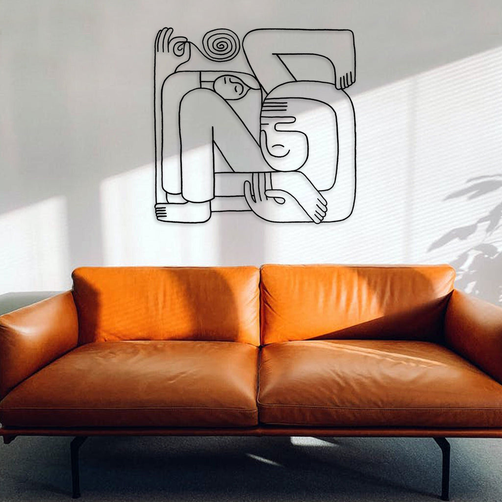 Abstract Faces Metal Line Wall Art, Faces Metal Line Wall Art, Headboard Metal Wall Art, Unique Birthday Gift, Best Gift, Christmas Gift