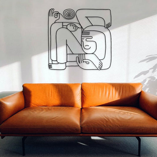 Abstract Faces Metal Line Wall Art, Faces Metal Line Wall Art, Headboard Metal Wall Art, Unique Birthday Gift, Best Gift, Christmas Gift